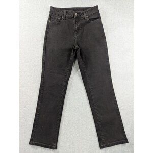 LL Bean Jeans Womens Size 28 Black High Rise Straight Classic Stretch Comfort